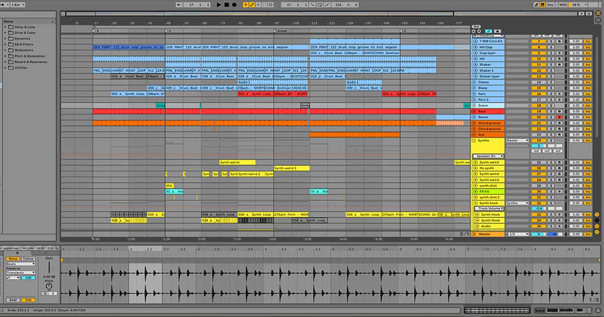 Bild einer Audio-Produktion mit der Software Ableton Live